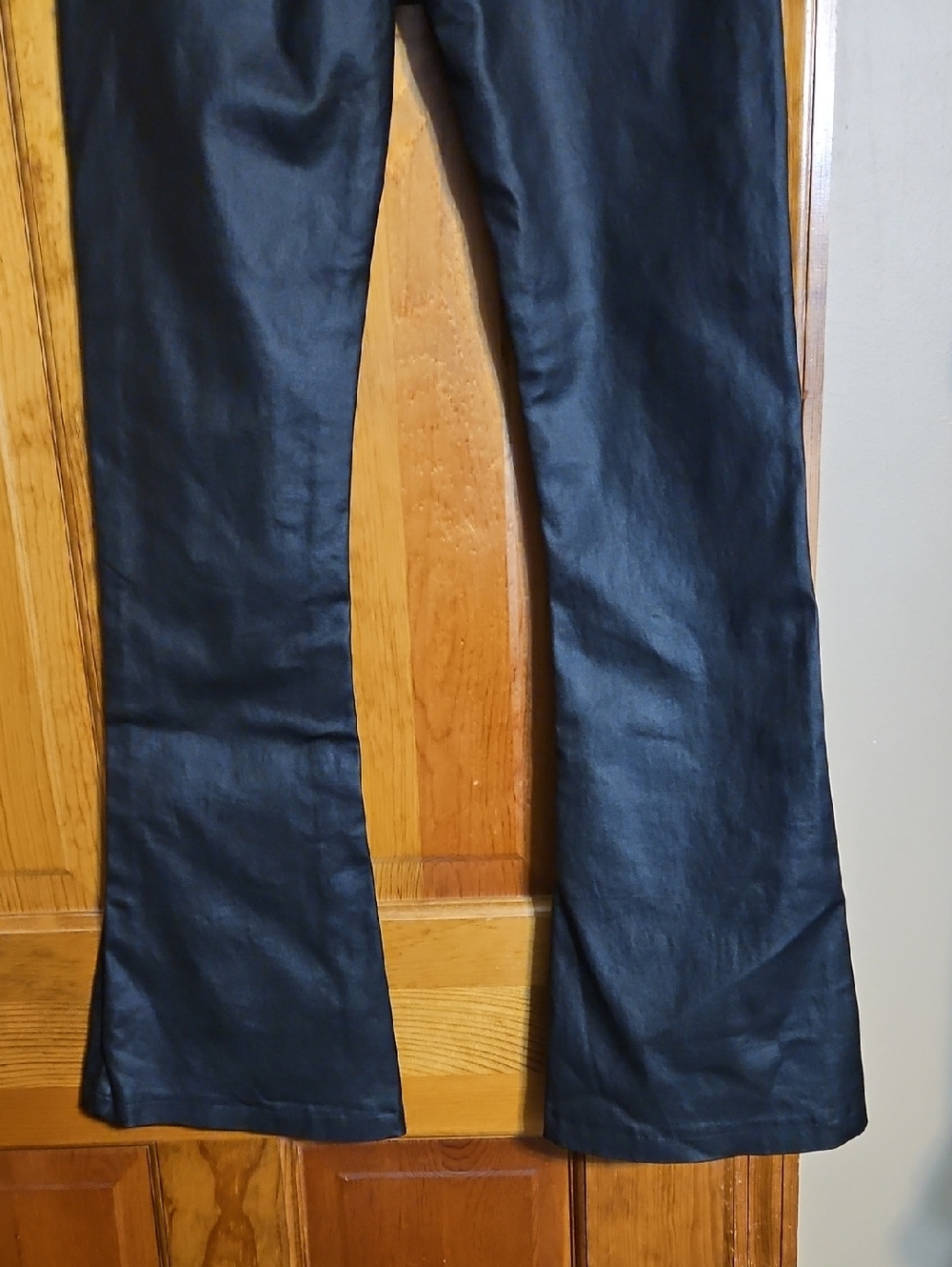 NWOT edikted Luna Black Faux Leather High-Rise Flare Jeans - Picture 7 of 13